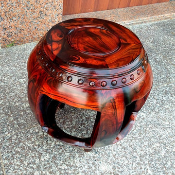 Solid Red Sandalwood (Hongmu) Round Drum Stool