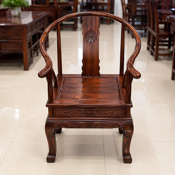 Wide-Leaf Padauk Golden Lion Tea Table with 5 Chairs