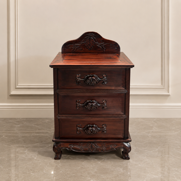 Solid Red Sandalwood (Hongmu) Luxury Carved Bed with Nightstands