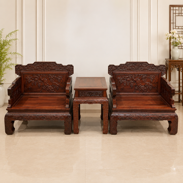 Laos Red Sandalwood (Bois de Rose) Grape Carved Sofa Set – 12 Pieces