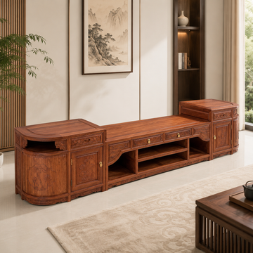 Burmese Padauk 3-Piece TV Stand / Media Console Set