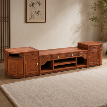 Burmese Padauk 3-Piece TV Stand / Media Console Set