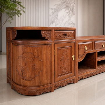 Burmese Padauk 3-Piece TV Stand / Media Console Set