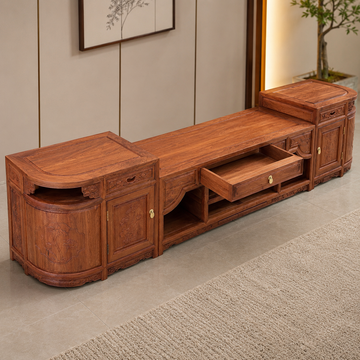 Burmese Padauk 3-Piece TV Stand / Media Console Set
