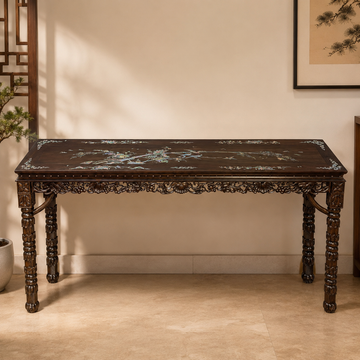 Solid Red Sandalwood (Hongmu) Painting Table with Mother-of-Pearl Inlay