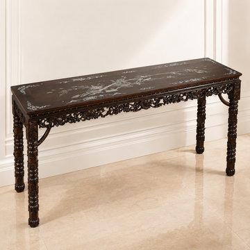 Solid Red Sandalwood (Hongmu) Painting Table with Mother-of-Pearl Inlay