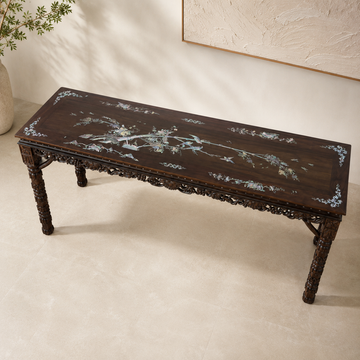 Solid Red Sandalwood (Hongmu) Painting Table with Mother-of-Pearl Inlay
